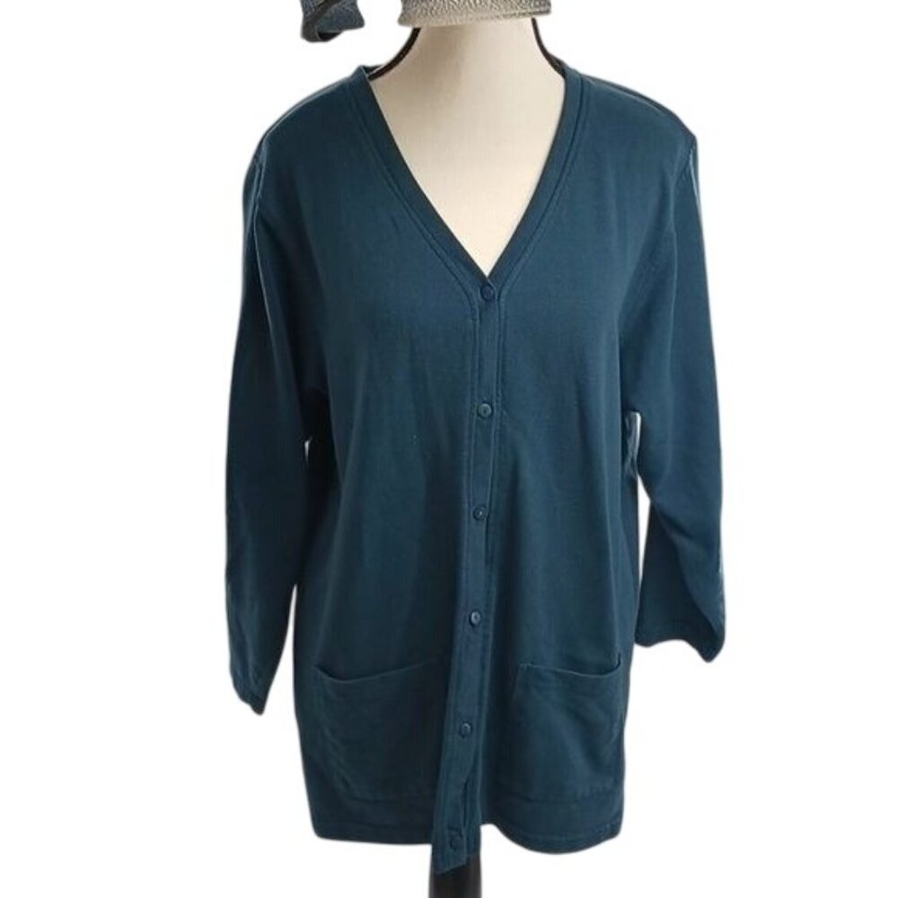 Express Womens M Green Cardigan Sweater Vintage 90s Button Front Pockets